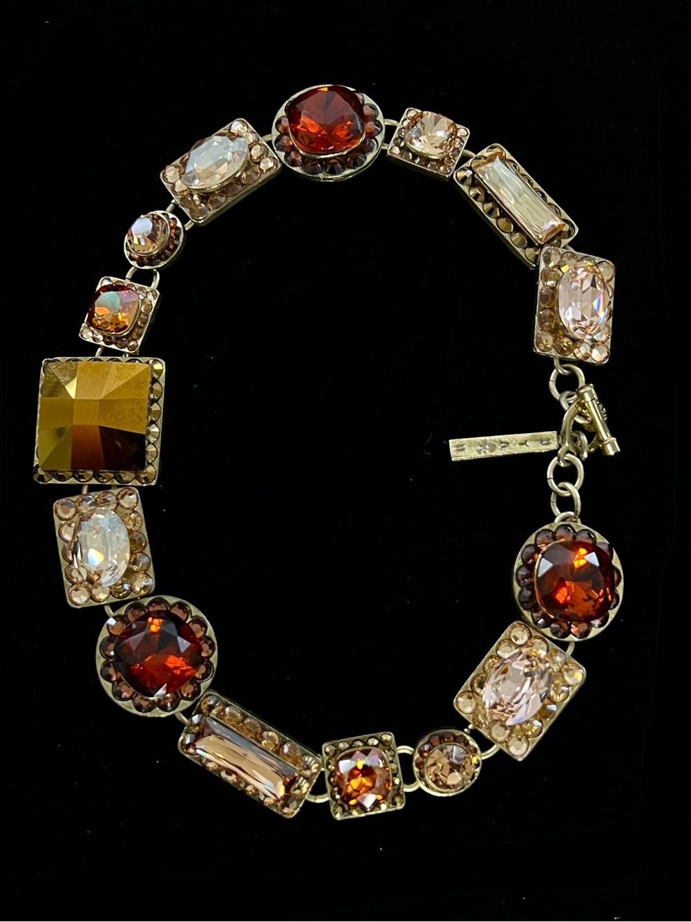 Rodrigo Otazu Gold Amber Topaz Swarovski Crystal Statement Necklace, NWOT